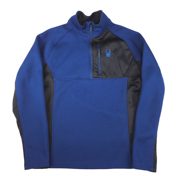 Spyder Other - Spyder Men's Blue Black Waffle Knit 1/4 Zip Pullover Fleece Lined Jacket medium